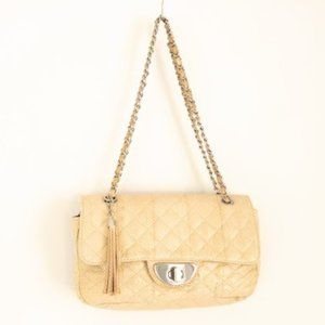 PURE Handmade Cream Snakeskin Shoulder Bag New